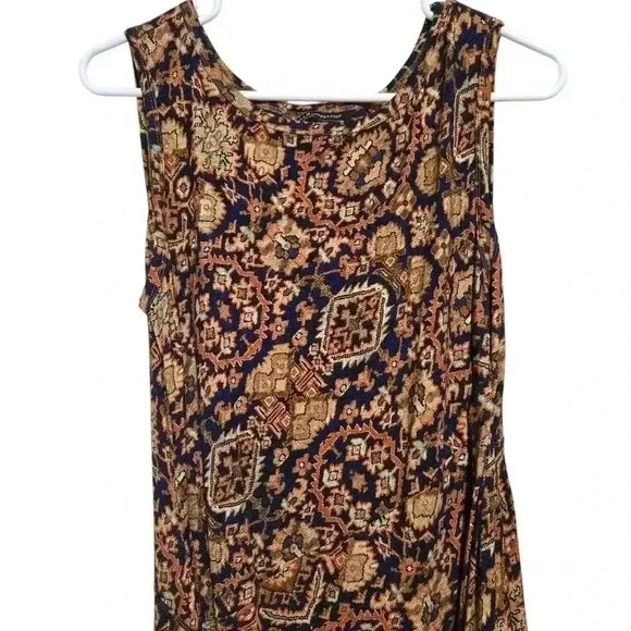 Peruvian Connection Half Wrap Sultanabad Sleeveless Midi Dress Size M #177 - Picture 3 of 6